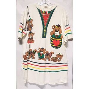 Vintage 90s Teddy Bear Size Small Long Women's  T-Shirt